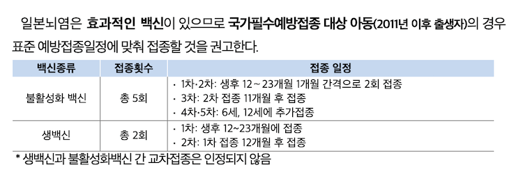 일본 뇌염 예방접종 시기 및 일정