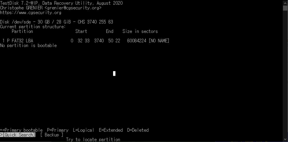 복구 가능 파티션 검색