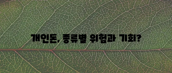 개인돈 대출 종류, 꼼꼼히 알아봐야겠죠?