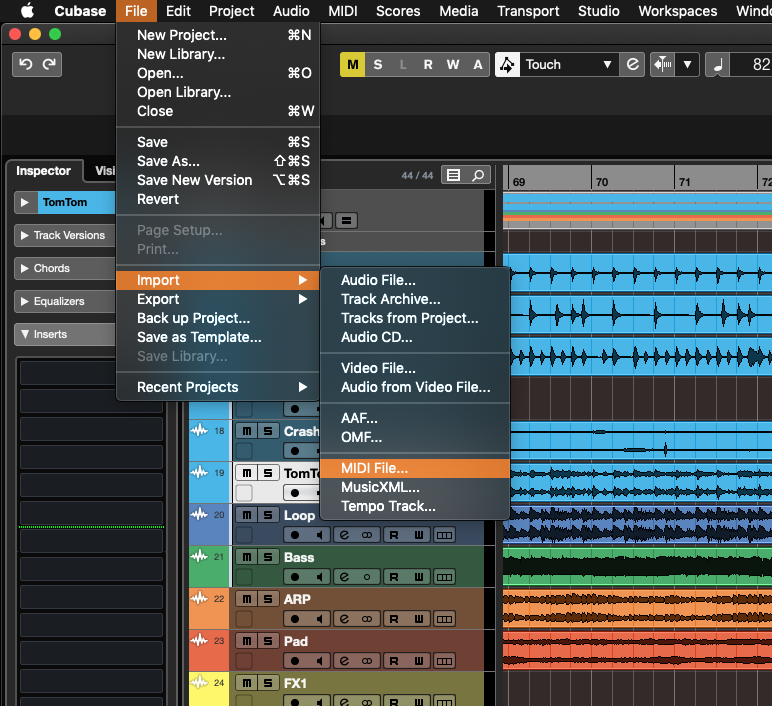 Cubase File Import MIDI File