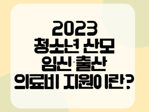 2023 청소년 산모 임신 출산 의료비 지원