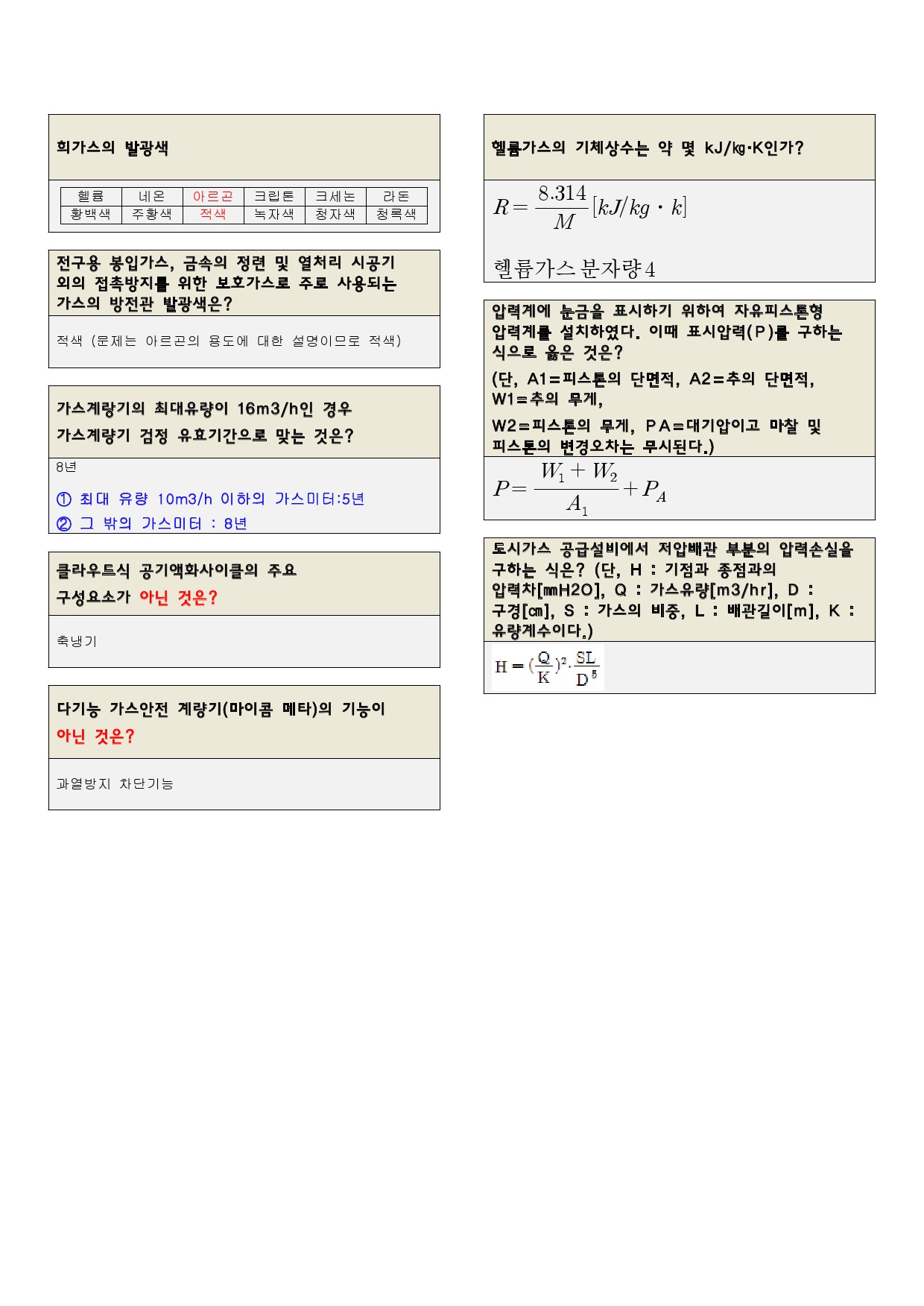  가스기사 필기 암기문제 통합 세번째