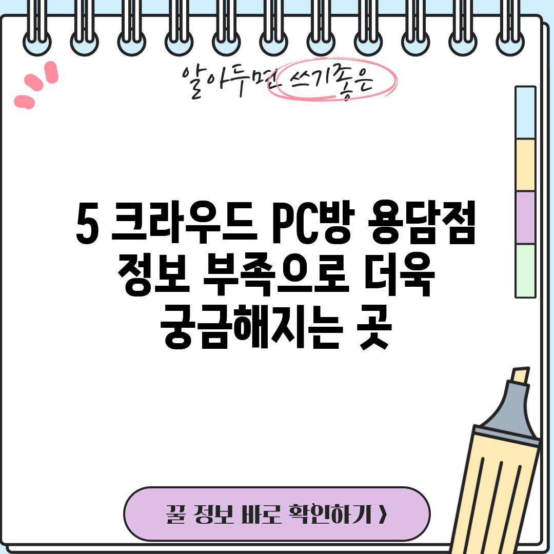 5. 크라우드 PC방 용담점: 정보 부족으로 더욱 궁금해지는 곳