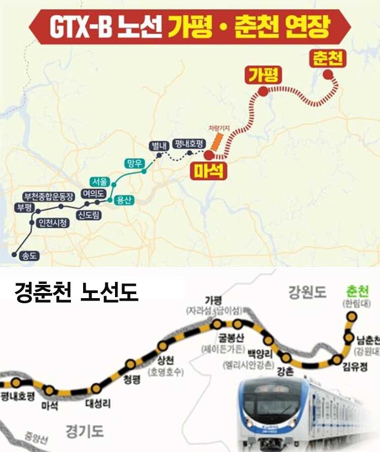 GTC-B노선 가평~춘천 연장 노선도