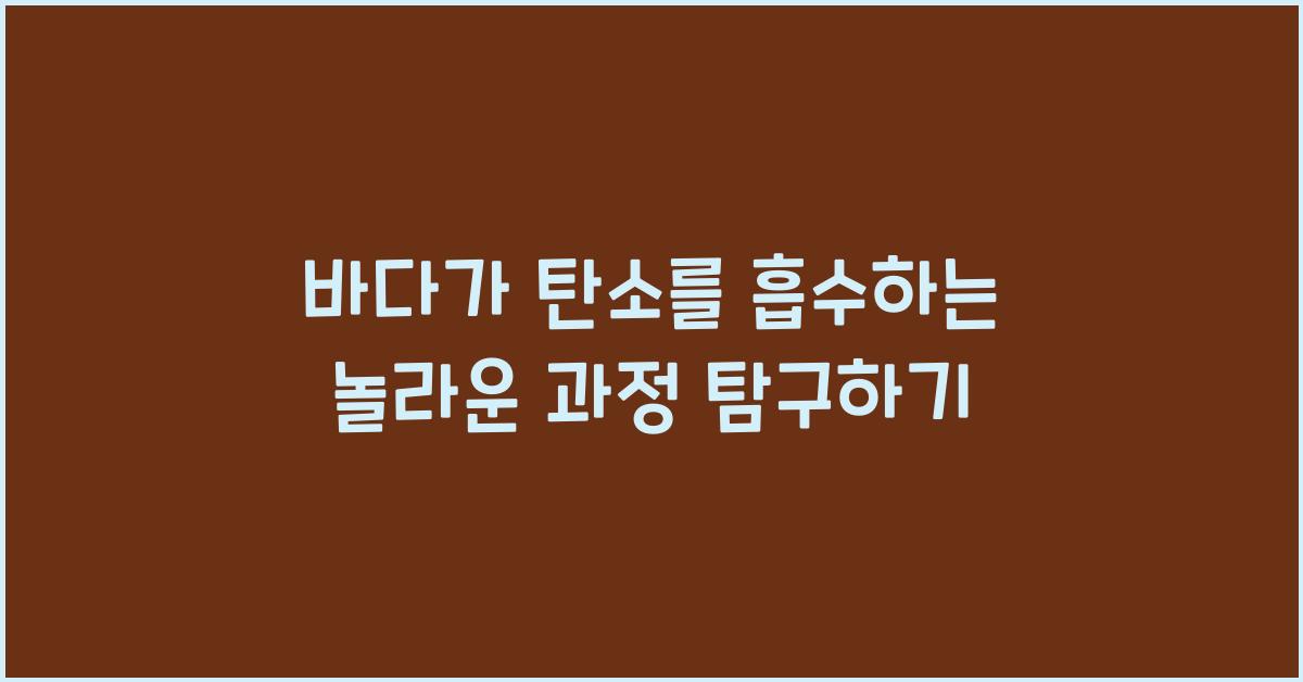 바다가 탄소를 흡수하는 놀라운 과정