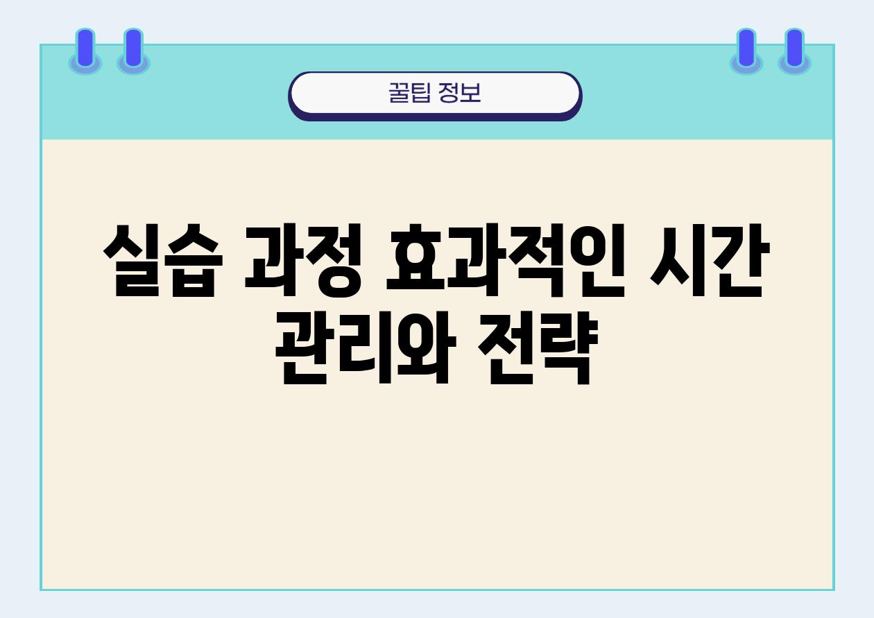 실습 과정 효과적인 시간 관리와 전략