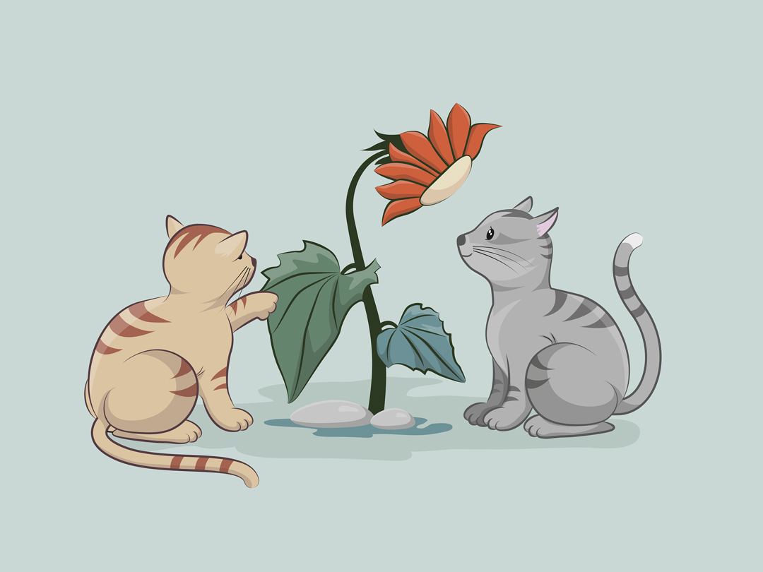 꽃과 고양이 일러스트 무료 이미지 다운로드