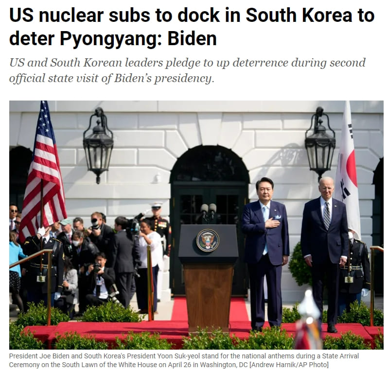 한미 정상회담 공동기자회견 &#39;&#39;워싱턴 선언&#39; VIDEO: US nuclear subs to dock in South Korea to deter Pyongyang: Biden