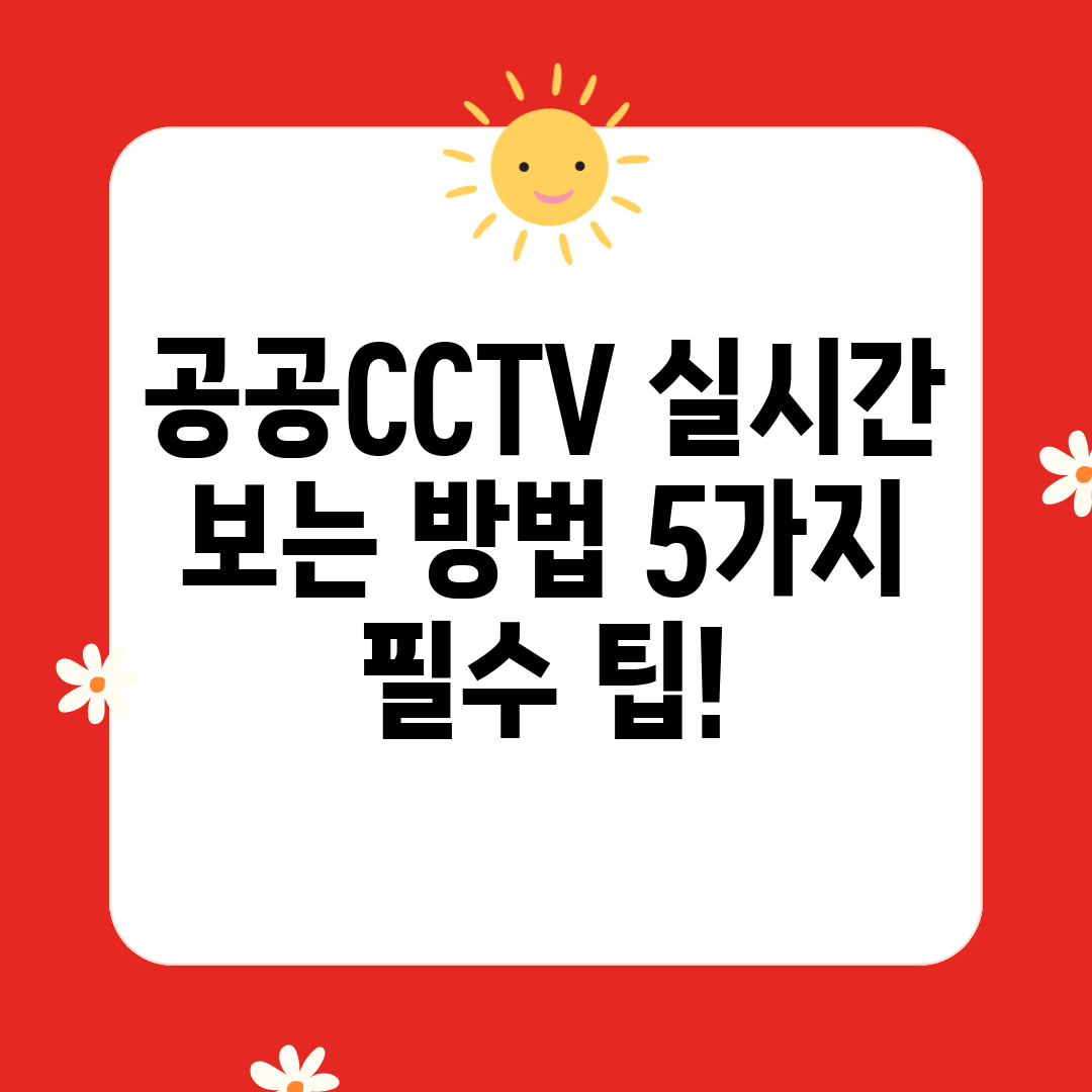 공공CCTV 실시간 보는 방법 5가지 필수 팁!