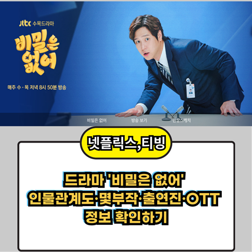  드라마 '비밀은 없어' 인물관계도·몇부작·출연진·OTT 정보 확인하기