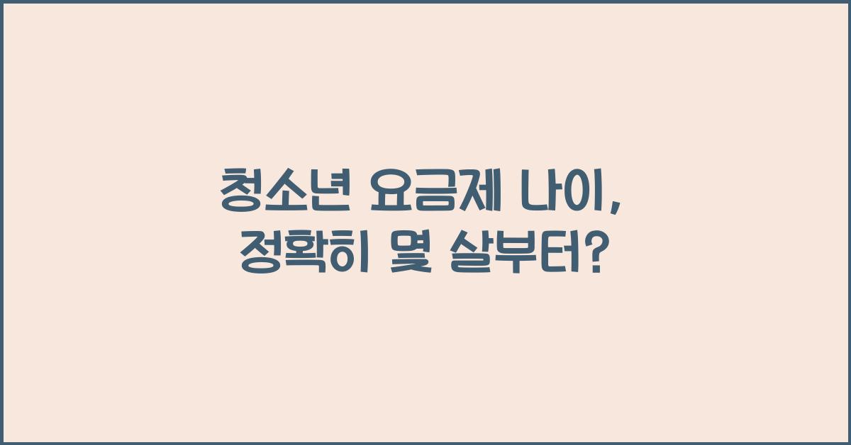 청소년 요금제 나이