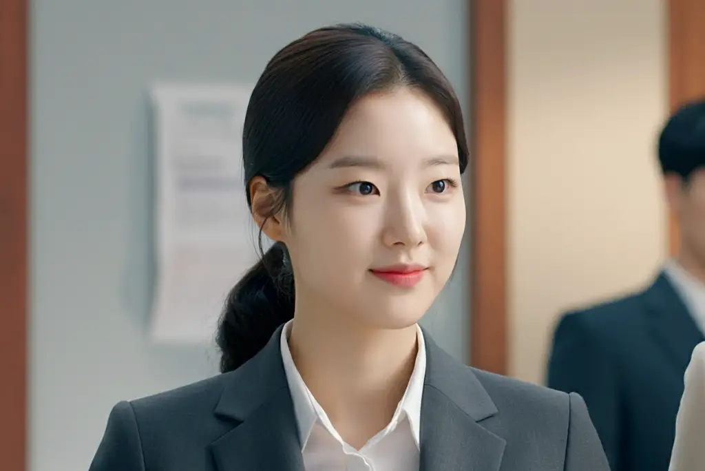 정장 차림의 젊은 여성