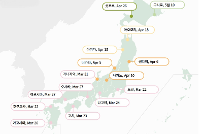 일본벚꽃개화시기 지도