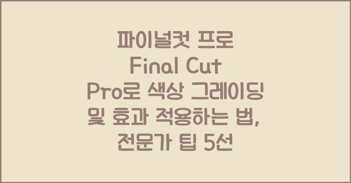 파이널컷 프로 Final Cut Pro로 색상 그레이딩 및 효과 적용하는 법