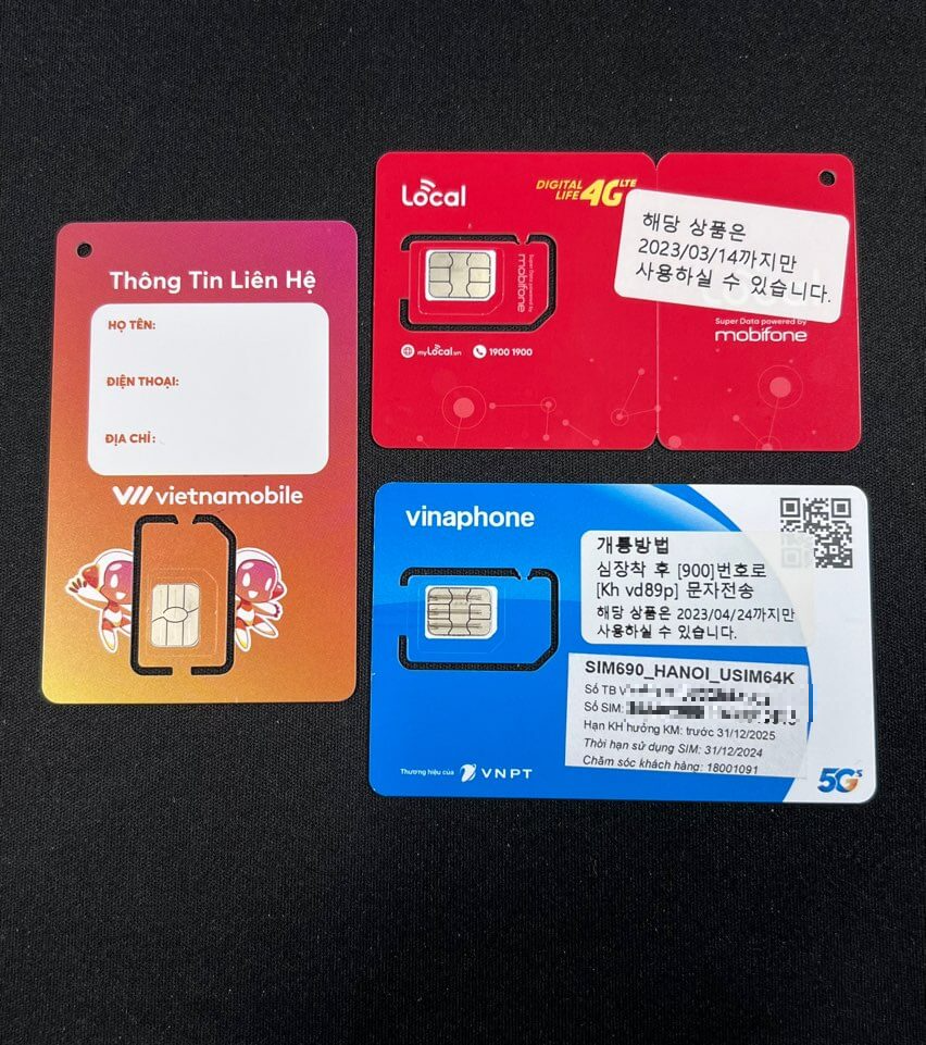  [다낭] 베트남 유심 - 모비폰, 비나폰,베트남모바일 유심칩 한국에서 구입하기
