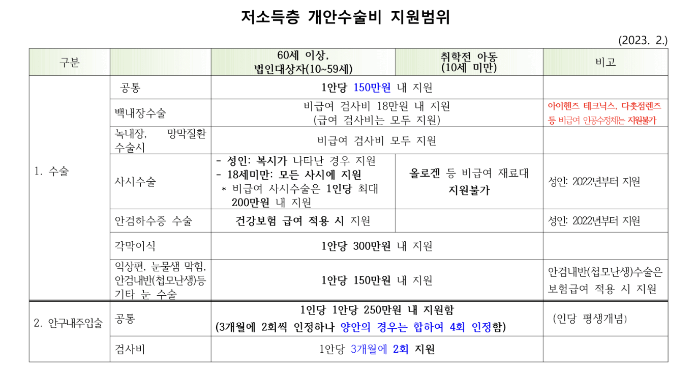 노인개안수술 지원,신청 (노인눈수술)