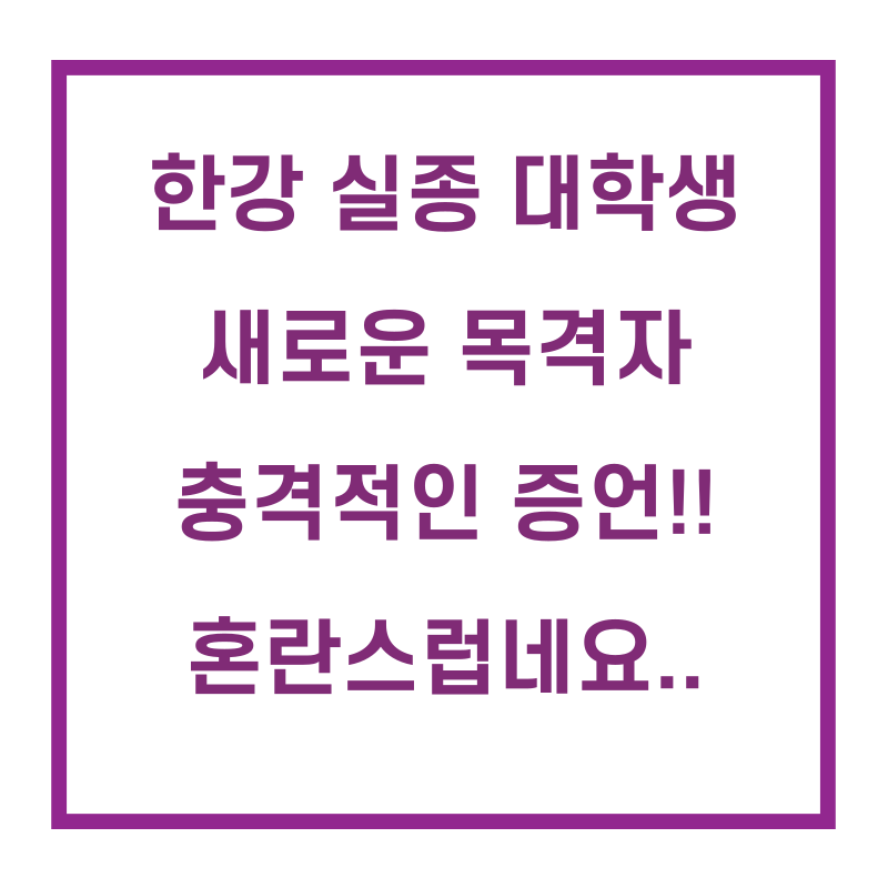  한강 실종 대학생 새로운 목격자 등장!! 충격의 증언....