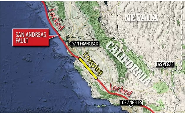 공포의 미 샌안드레아스 단층 큰 지진 예고
