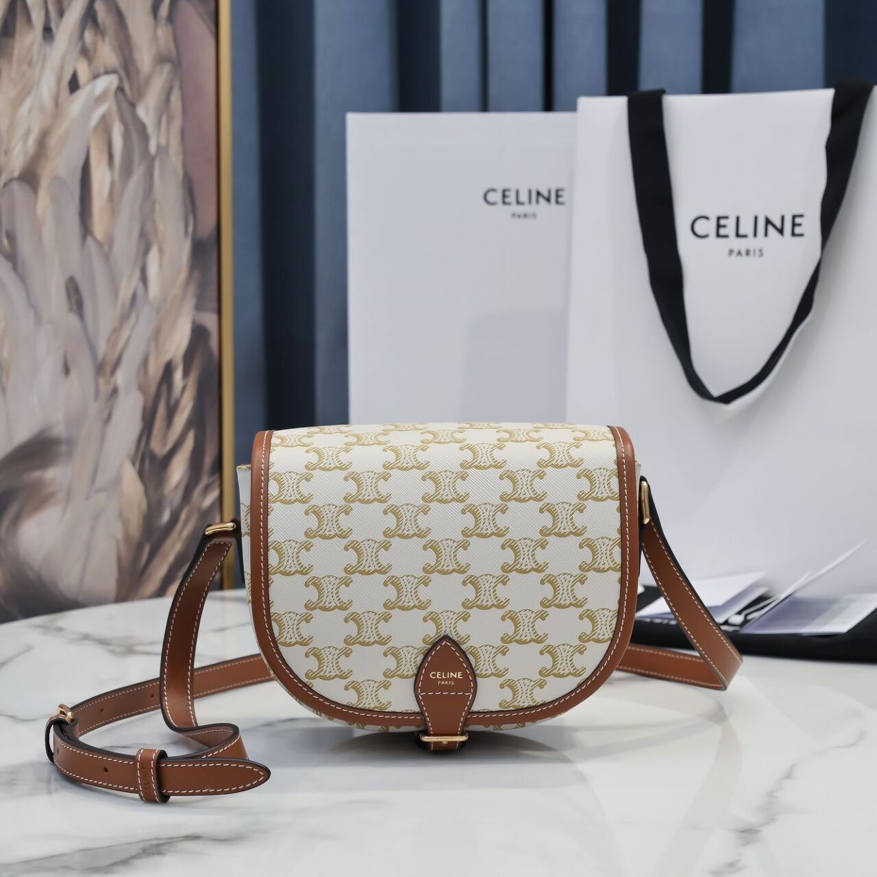  [CELINE] 셀린느 캔버스 카프스킨 트리오페 폴코백 191502BZJ (2 COLOR)
