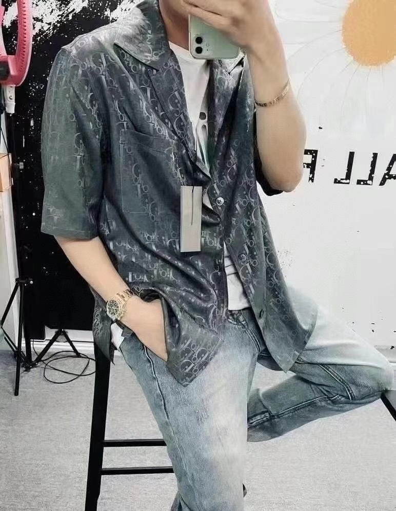  [DIOR] 디올 오블리크 하와이안 쇼트 슬리브 반팔 셔츠 113C519A5050