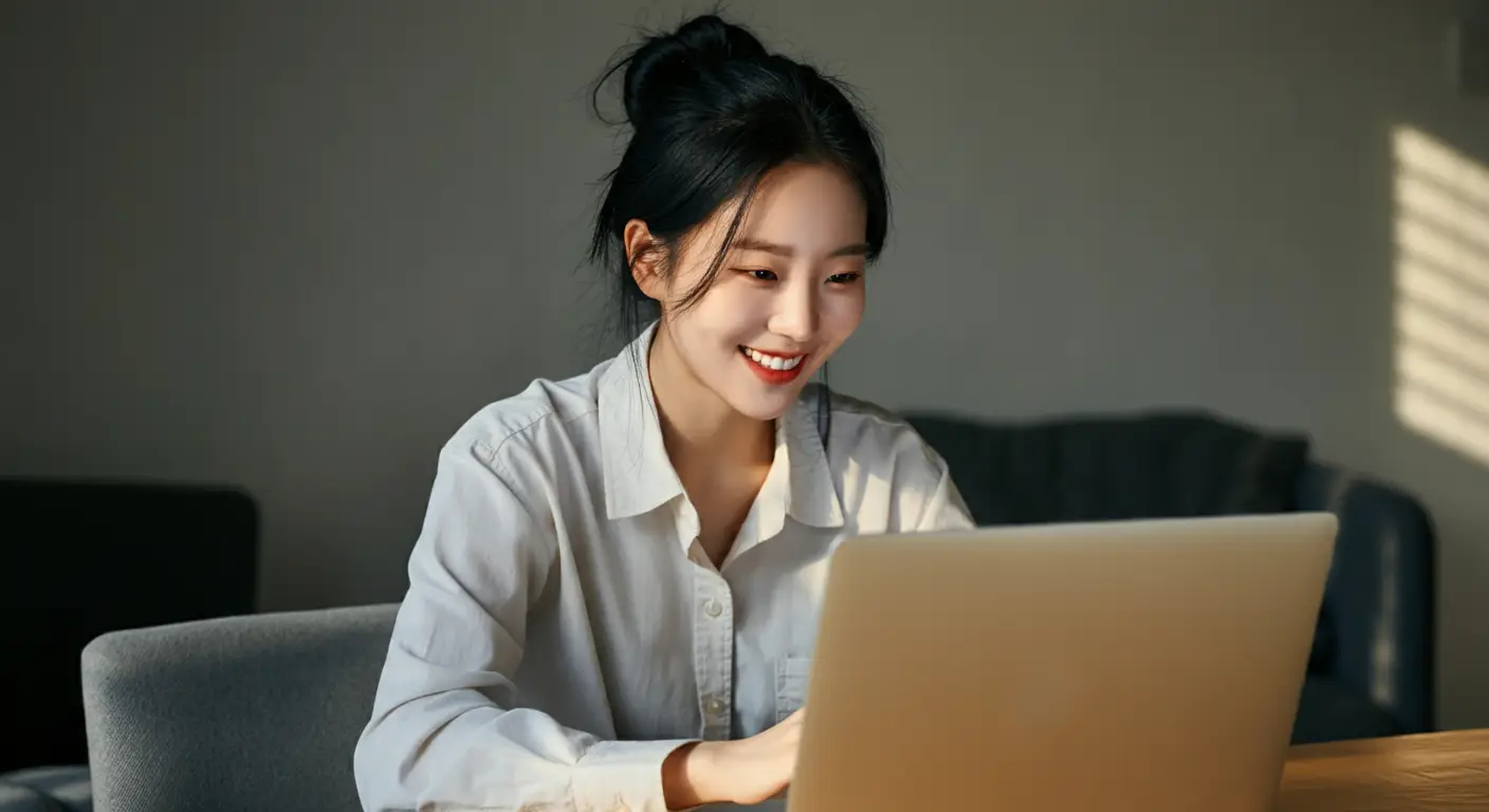 유튜브를 시청중인 여성