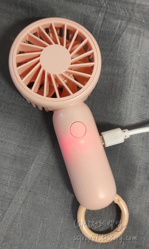 핑크 미니 선풍기 충전