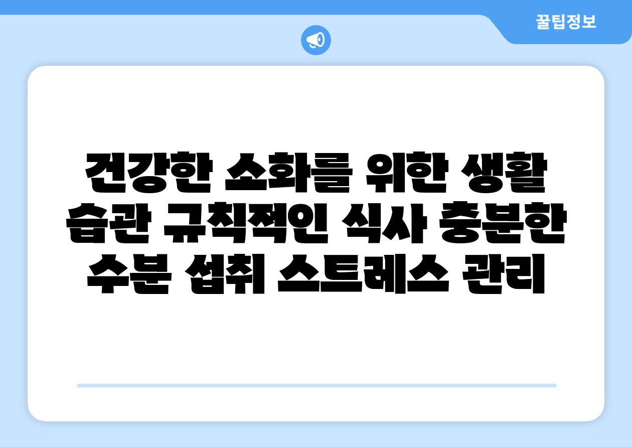 건강한 소화를 위한 생활 습관 규칙적인 식사 충분한 수분 섭취 스트레스 관리