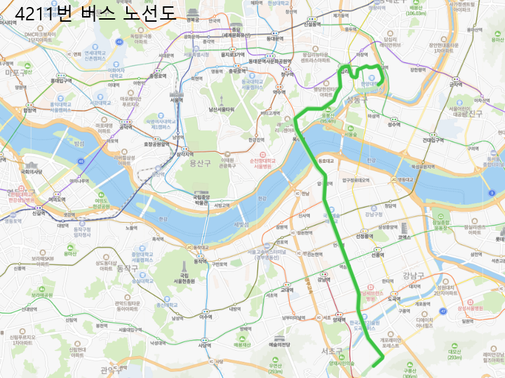  [서울]4211번버스 노선, 요금 정보 : 역삼역, 왕십리역, 한양대