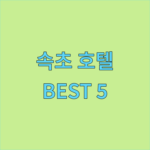 내돈내산 속초 호텔 추천 TOP 5 