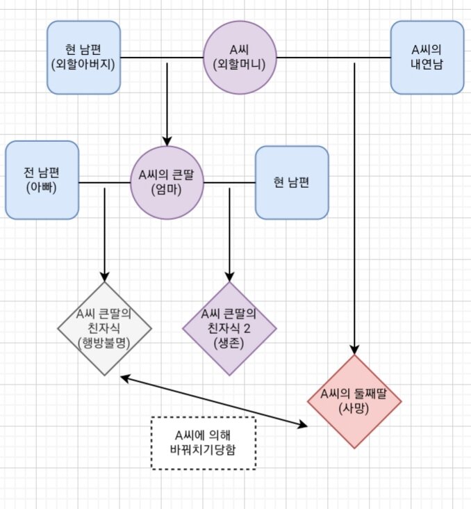  구미 숨진 3살 여아 친모는 외할머니 - 예상 가계