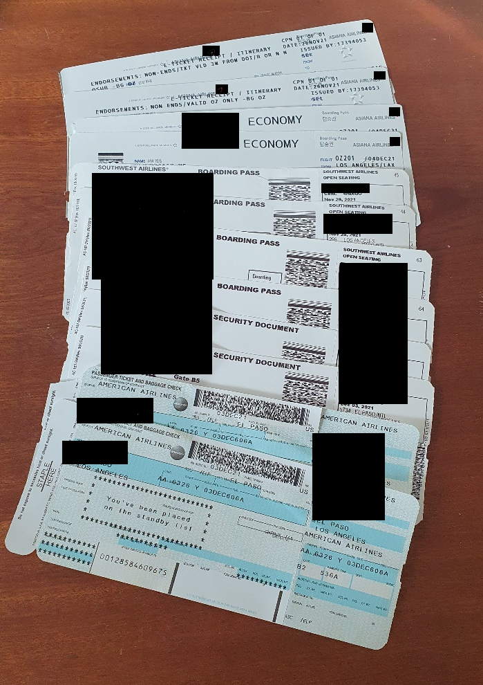 항공사 직원에게 주어주는 직원 티켓 Zone Fare Ticket