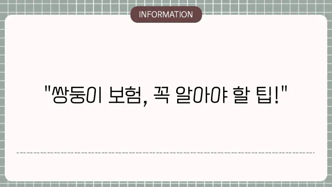 다태아 보험 - 쌍둥이 및 다태아 맞춤 보장 내용