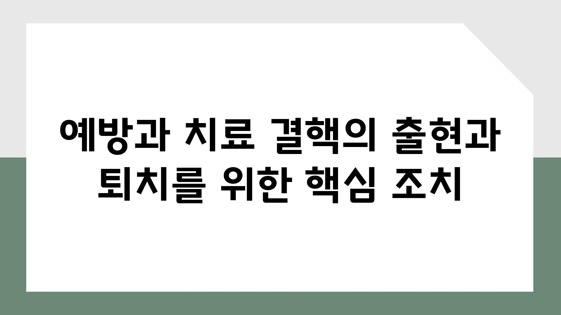 예방과 치료 결핵의 출현과 퇴치를 위한 핵심 조치