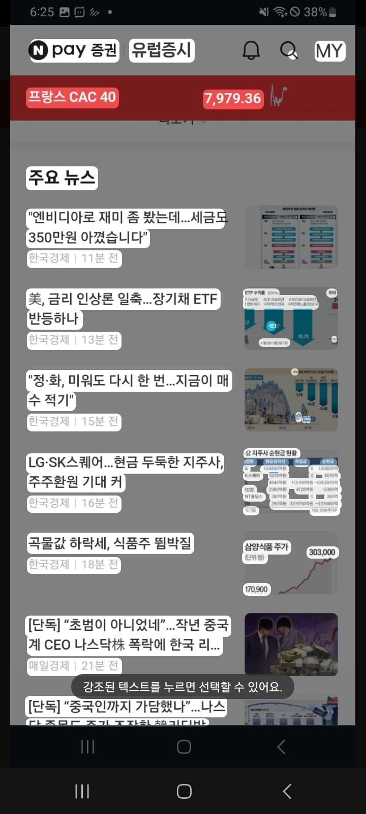 글자 부분 강조 표시