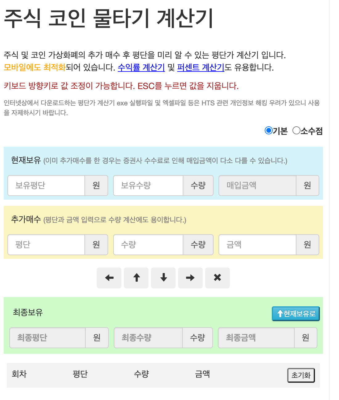 주식 코인 물타기 계산기