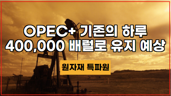  [국제유가] OPEC+ 기존의 하루 400,000 배럴 유지 예상