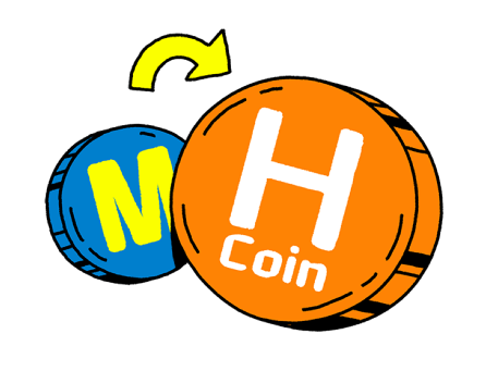 M 포인트를 H - Coin으로 전환하는 이미지