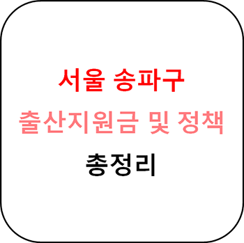  서울 송파구 출산지원금 및 지원정책 총정리