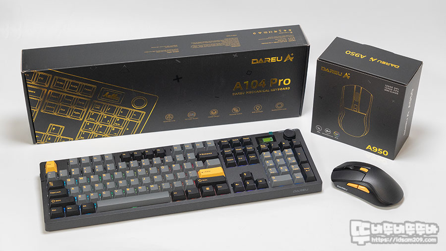  다얼유 A104PRO A950 알루비얼골드 커플  (US 키보드+마우스 콤보)