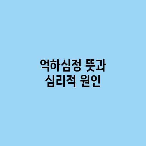 억하심정 뜻과 심리적 원인