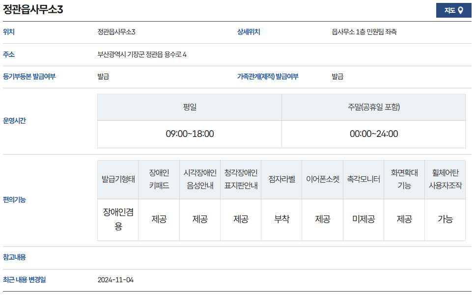 부산기장무인발급기위치