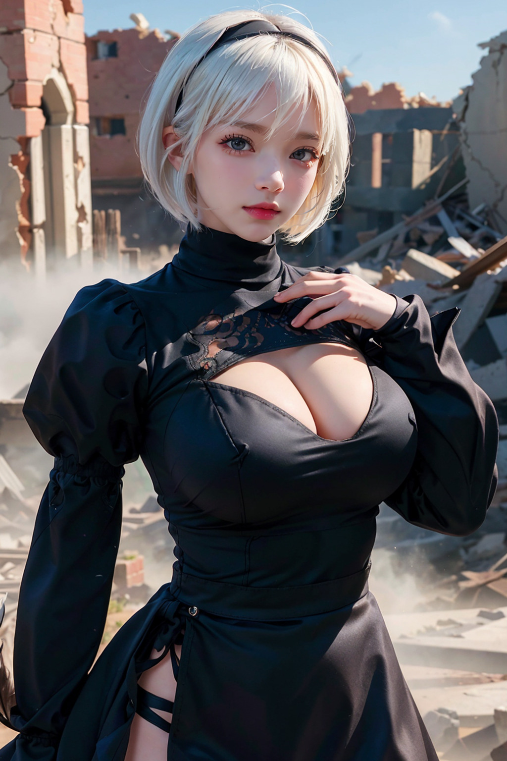 AI로 생성한 니어 오토마타 안대벗은 2B 실사풍 이미지 - 3