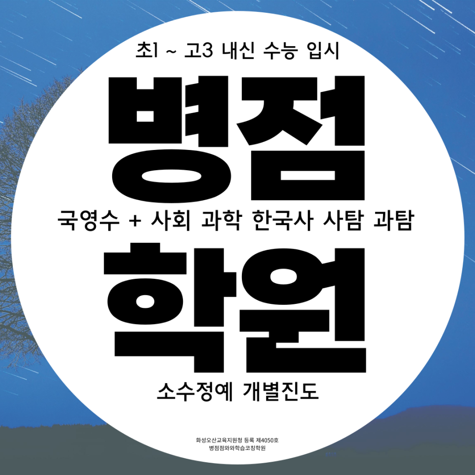  화성 병점2동 고등 사탐학원 진안동 중등 영수학원 초등 전과목종합학원
