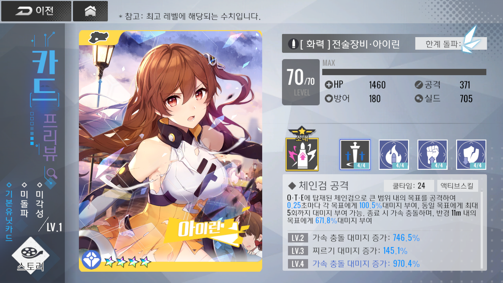  걸카페건 4성 케릭터 추천 무기