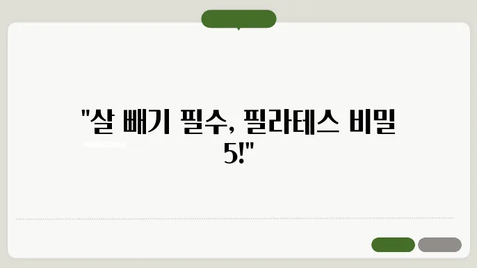 다이어트를 위한 필라테스 동작 BEST5