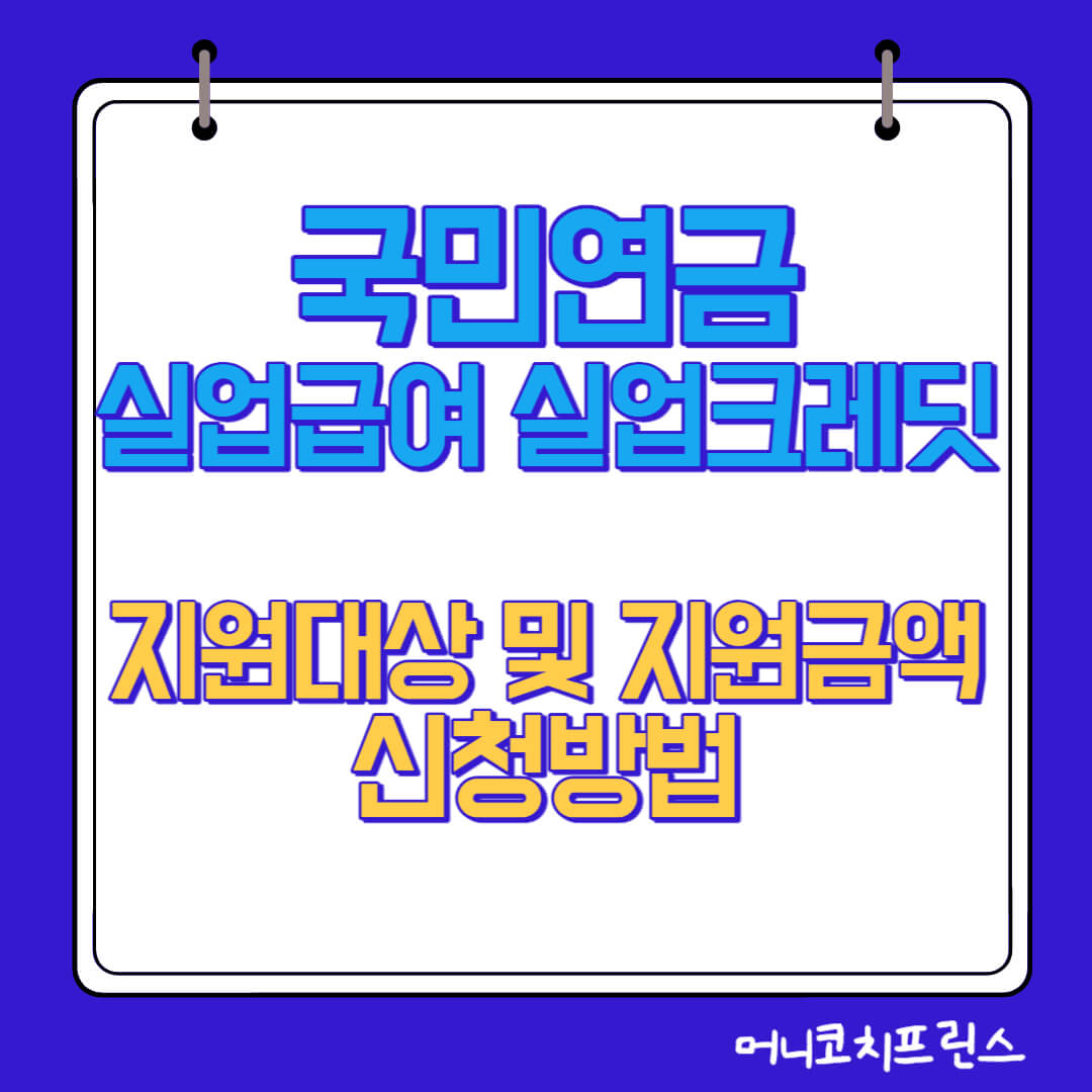  국민연금 실업급여 실업크레딧 지원대상 및 지원금액, 신청방법