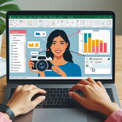 Excel 화면에서 카메라 관련 그래픽과 데이터를 다루고 있는 모습입니다.