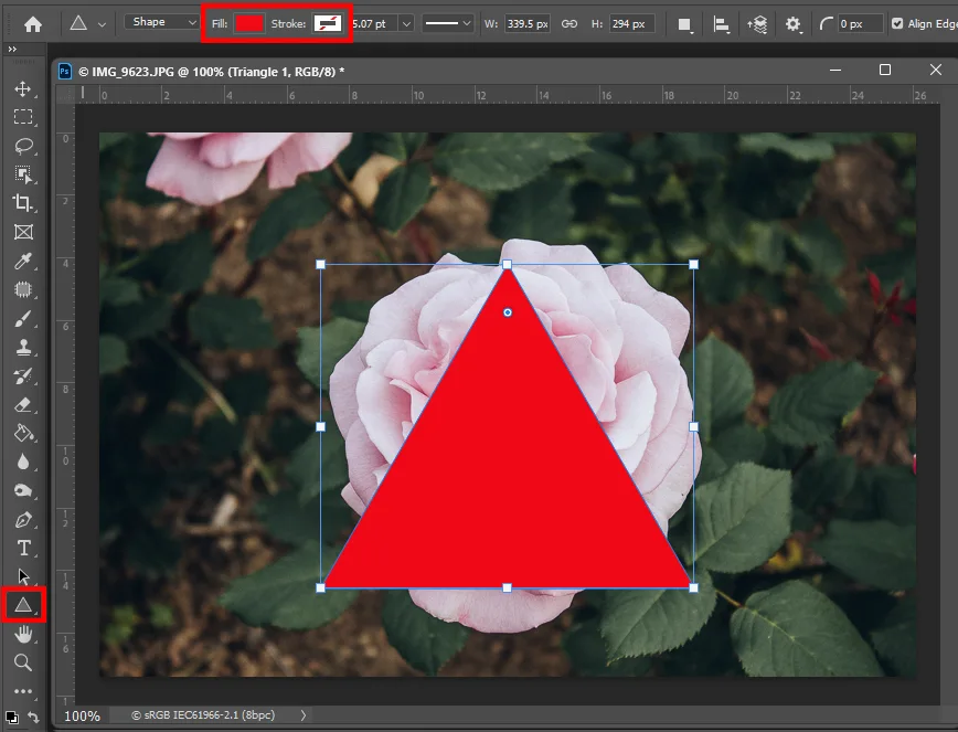 어도비 포토샵으로 도형을 삽입한 모습