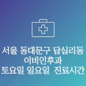 서울 동대문구 답십리동 이비인후과 주말 토요일 일요일 문여는 병원 진료시간