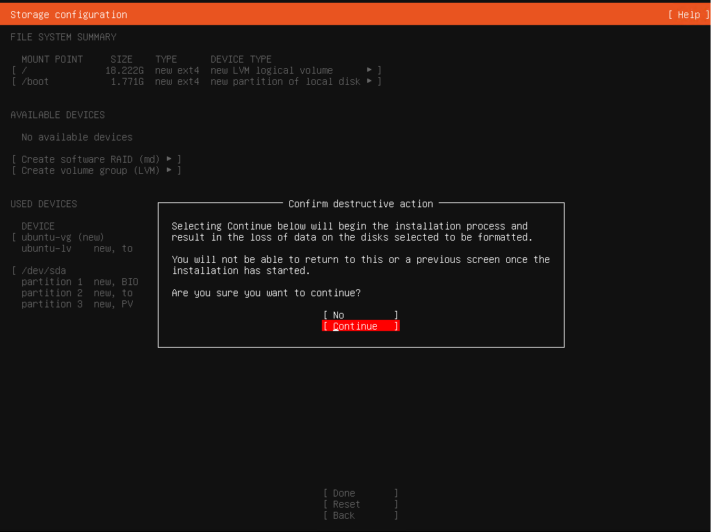 우분투 설치 공간 최종확인